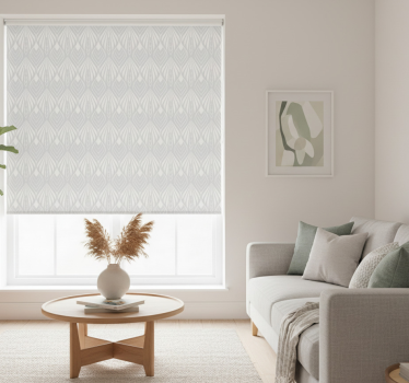 Modern roller blind with white and grey leaf pattern - TenStickers