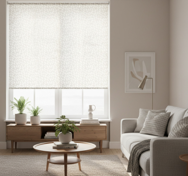 Modern roller blind with white leaves on grey - TenStickers