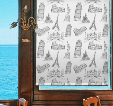 Most famous monuments pattern More vintage blind - TenStickers