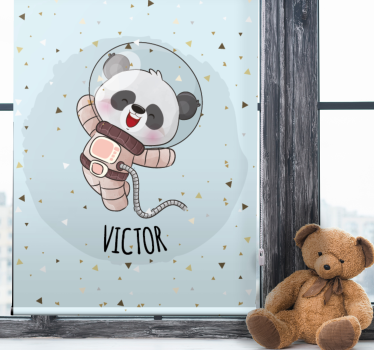 Panda astronaut with name kids roller blind - TenStickers