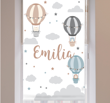 Pastel color balloons and clouds Blind art - TenStickers