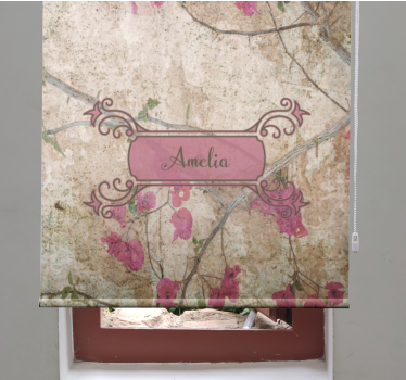 Floral roller blind floral elegance with name - TenStickers