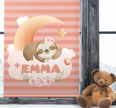 Name with sloth and moon kids roller blind - TenStickers