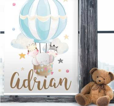 Three animals on balloons with stars and clouds Blind art - TenStickers