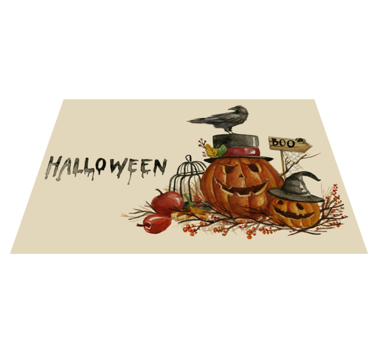 Halloween placemat with festive pumpkin arrangement - TenStickers