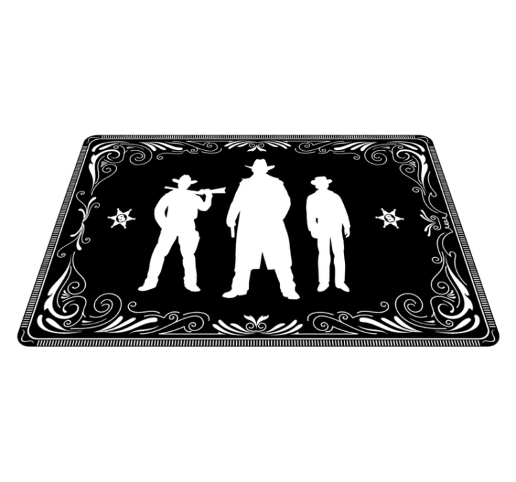 Cowboy and horses pattern black placemats - TenStickers