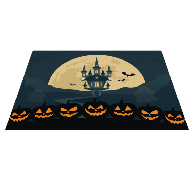 Halloween placemat haunted castle setting - TenStickers