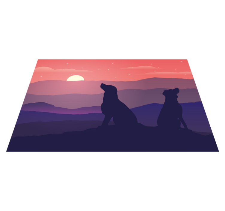 Original placemat silhouetted dogs at sunset - TenStickers