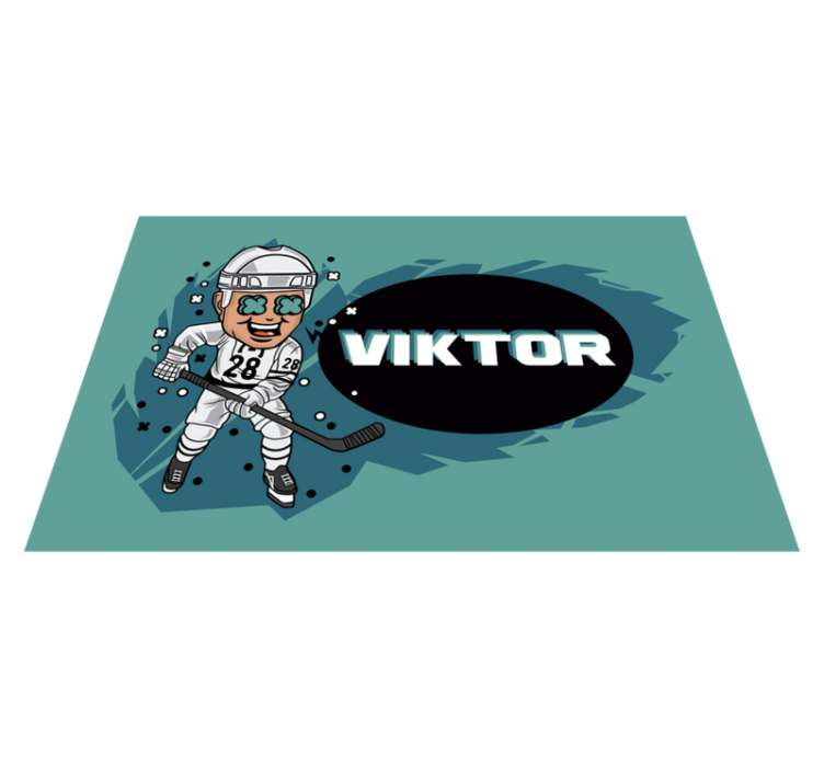 Children placemat cartoon hockey player - TenStickers