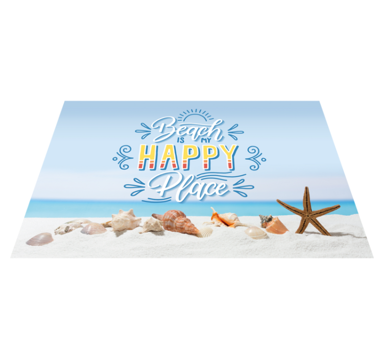 Placemat with quote beach is my happy place - TenStickers