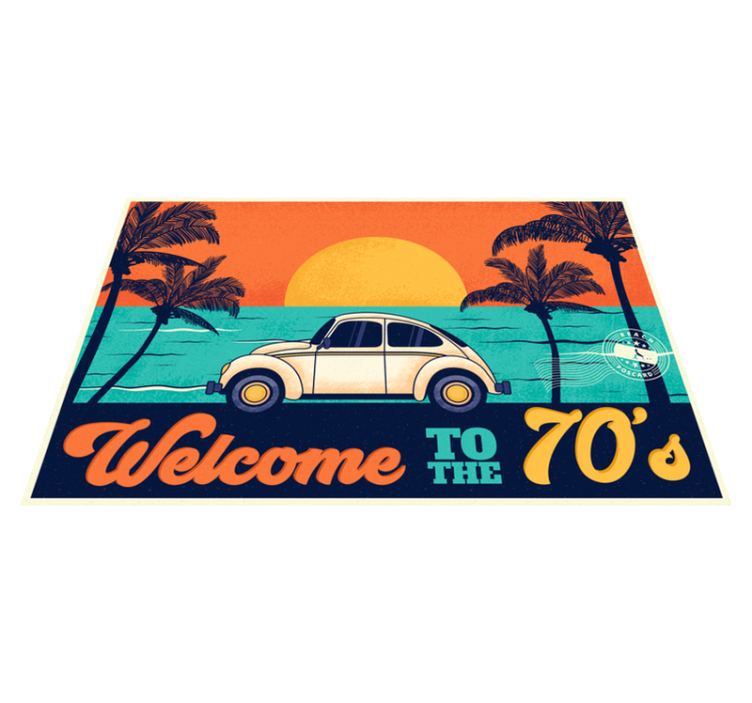Elegant placemat with a nostalgic beach scene - TenStickers
