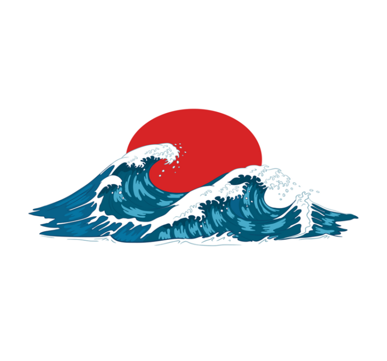 Original placemat waves and rising sun design - TenStickers