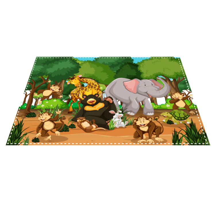 Children placemat animal adventure scene - TenStickers