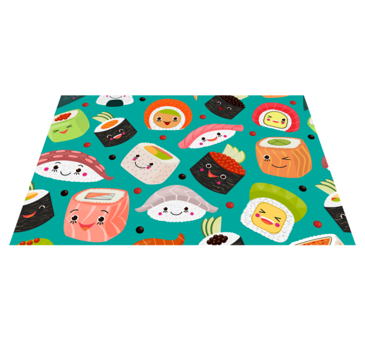 Children placemat with adorable sushi characters - TenStickers