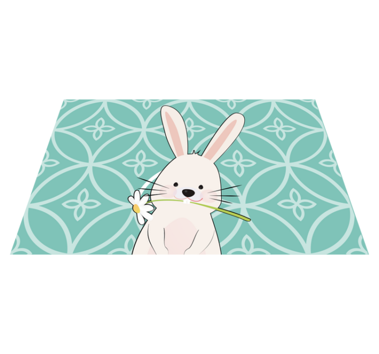 Children placemat cute bunny with flower - TenStickers