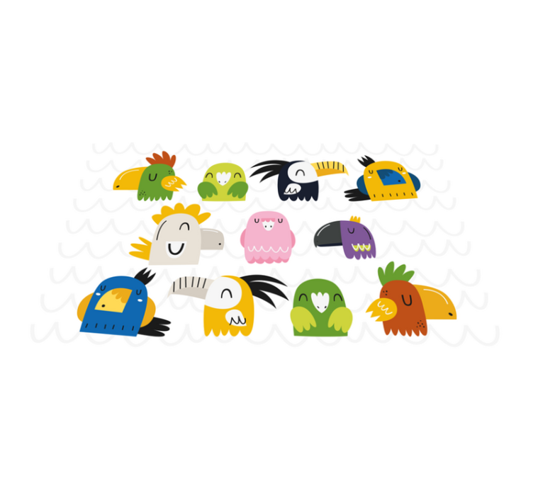 Children placemat colorful bird heads - TenStickers