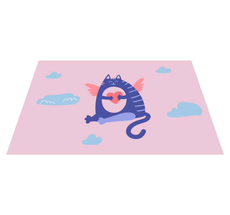 Children placemat flying cat with heart - TenStickers