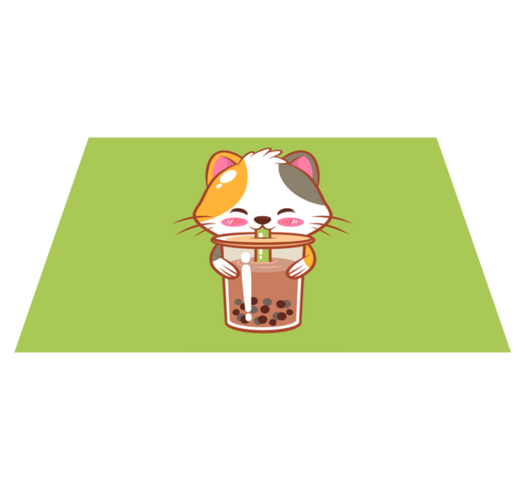 Cat drinking chocolate children placemats - TenStickers