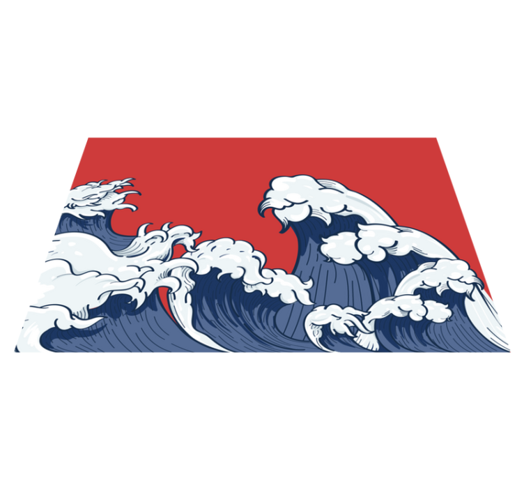 Red Kanagawa wave original placemat - TenStickers