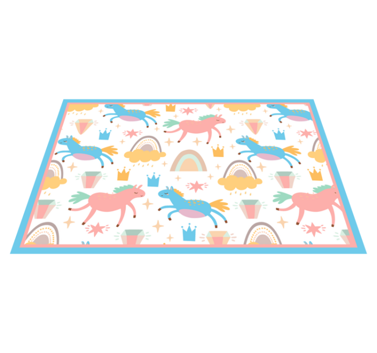 Children placemat colorful unicorns running - TenStickers