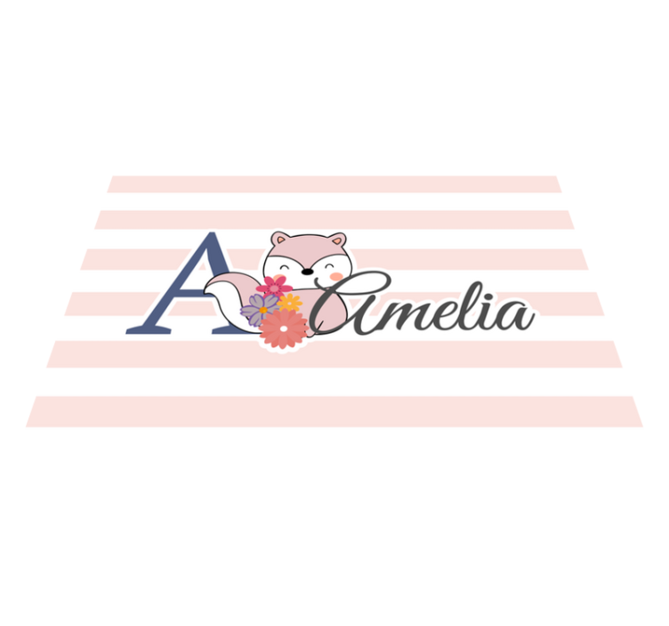 Children placemat cute fox with flowers - TenStickers