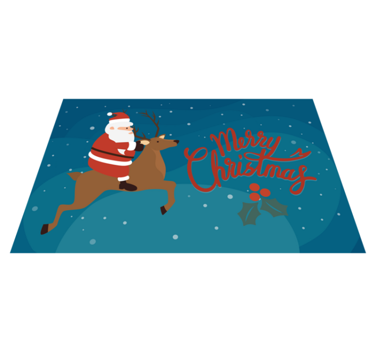 Christmas placemat santa on reindeer - TenStickers