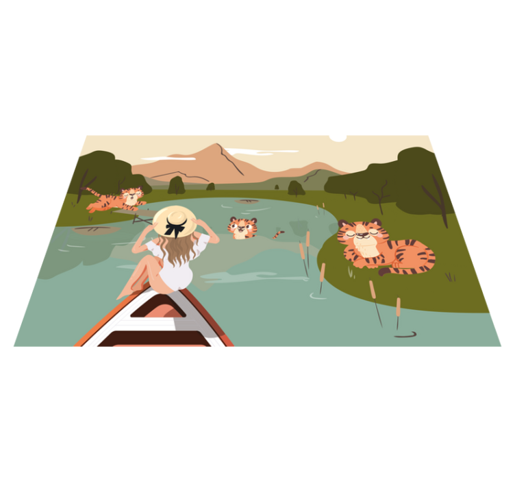 Children placemat playful tigers scene - TenStickers