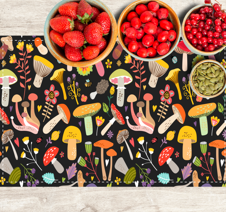 Autumn mushrooms pattern original placemats - TenStickers