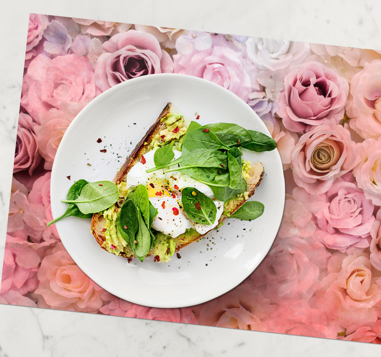 Close up light pink roses elegant placemats - TenStickers