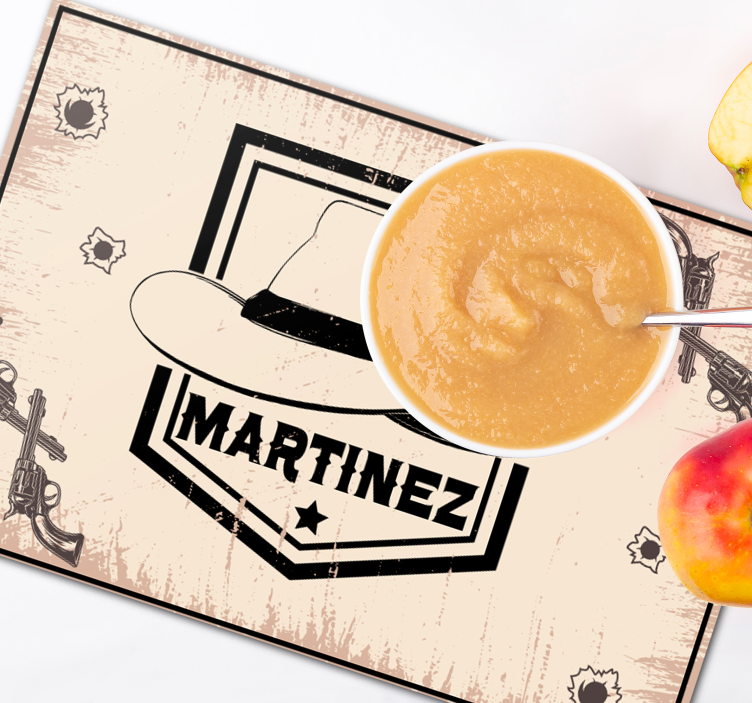 Cowboy hat with name name placemats - TenStickers