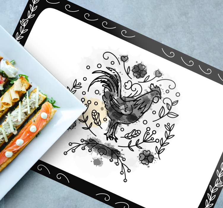 Elegant rooster illustration modern placemat - TenStickers