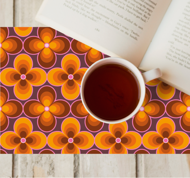 Flower retro groovy pattern original placemats - TenStickers