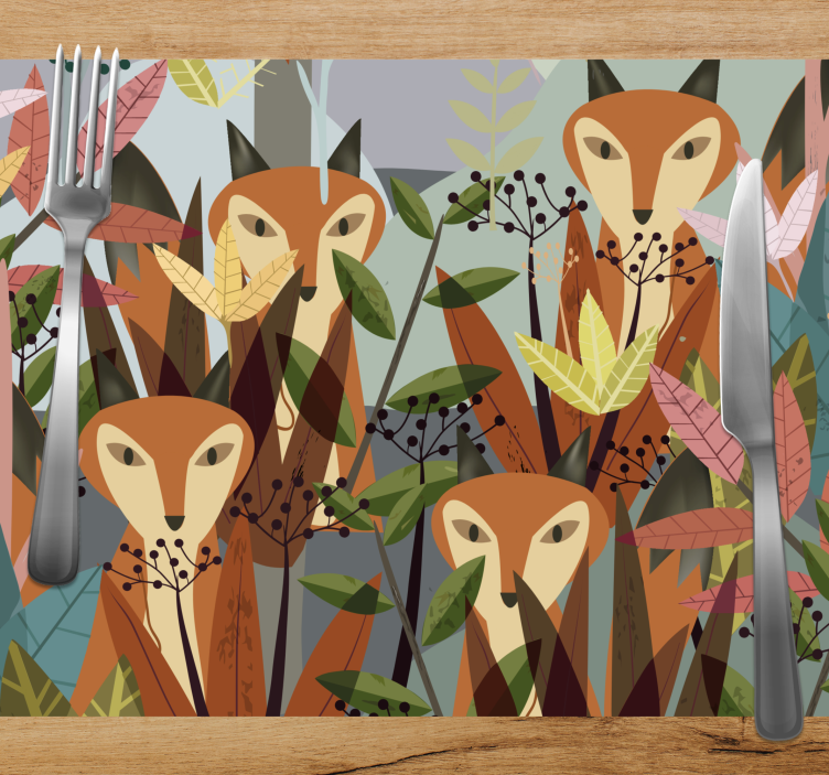 Foxes Among Leaves original placemat - TenStickers