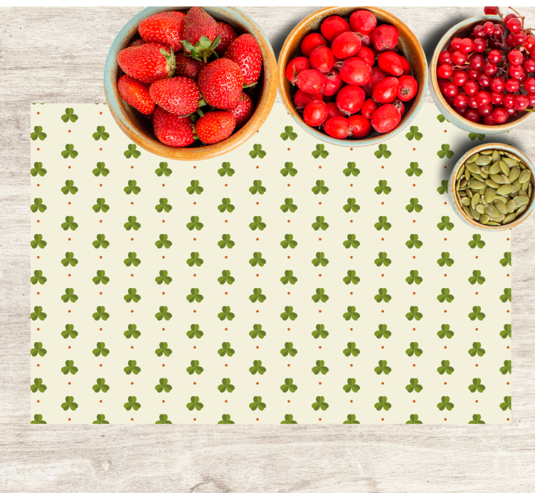 Green shamrocks with orange dots Vinyl placemat - TenStickers