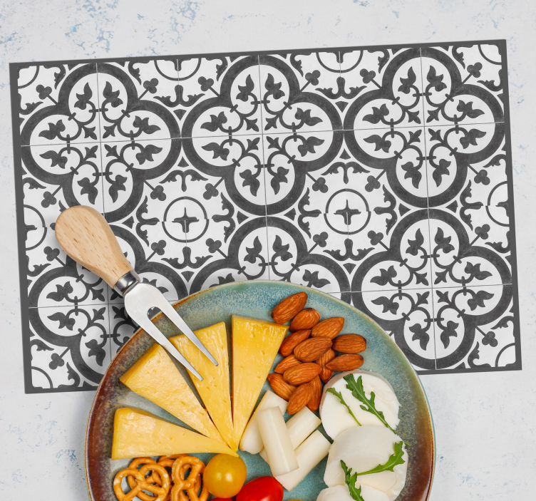 Grey tile pattern Vinyl placemats - TenStickers