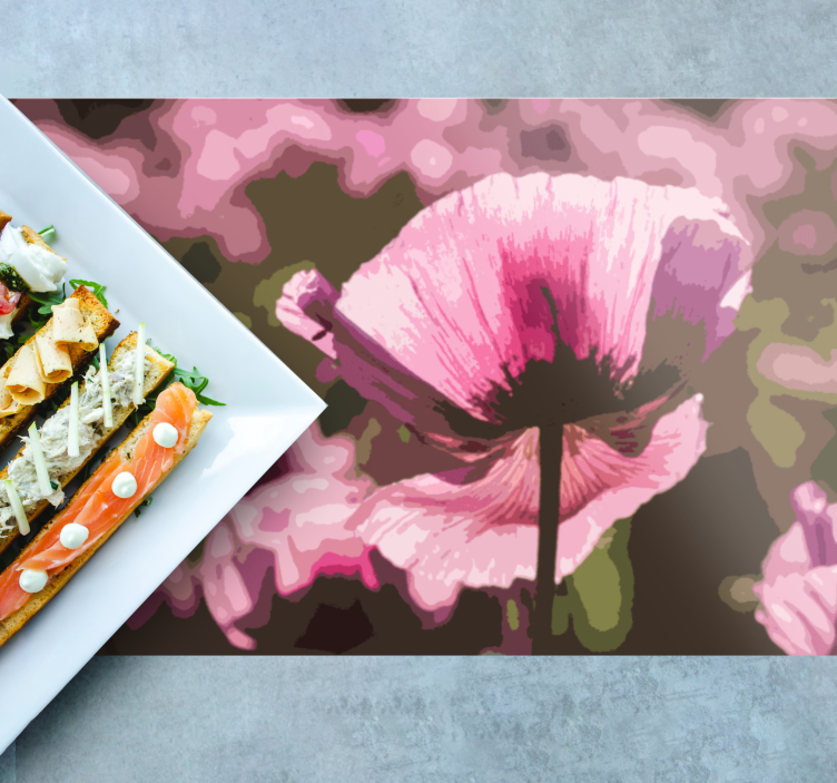 Painting of pink poppies on the field placemats - TenStickers