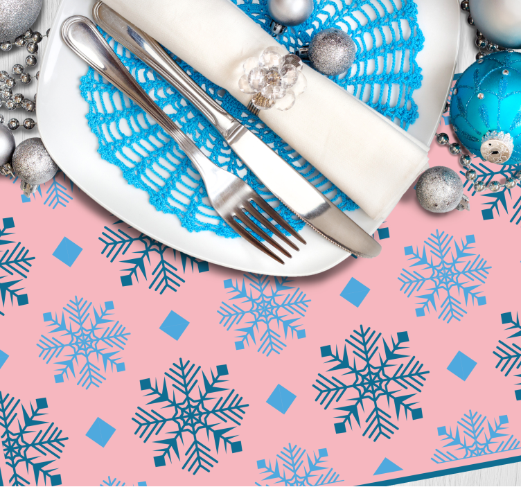 Pink and blue snowflakes  Christmas placemats - TenStickers