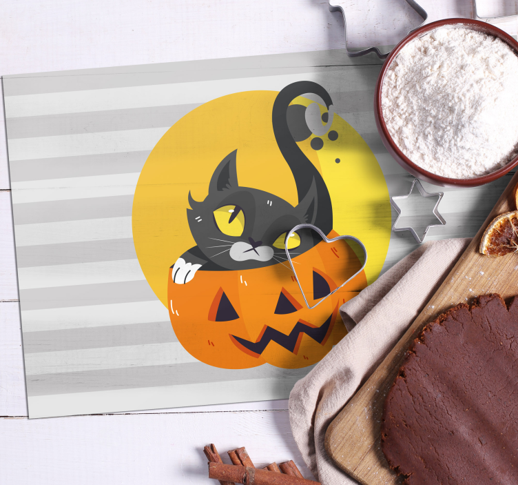 Pumpkins & black cat children placemats - TenStickers