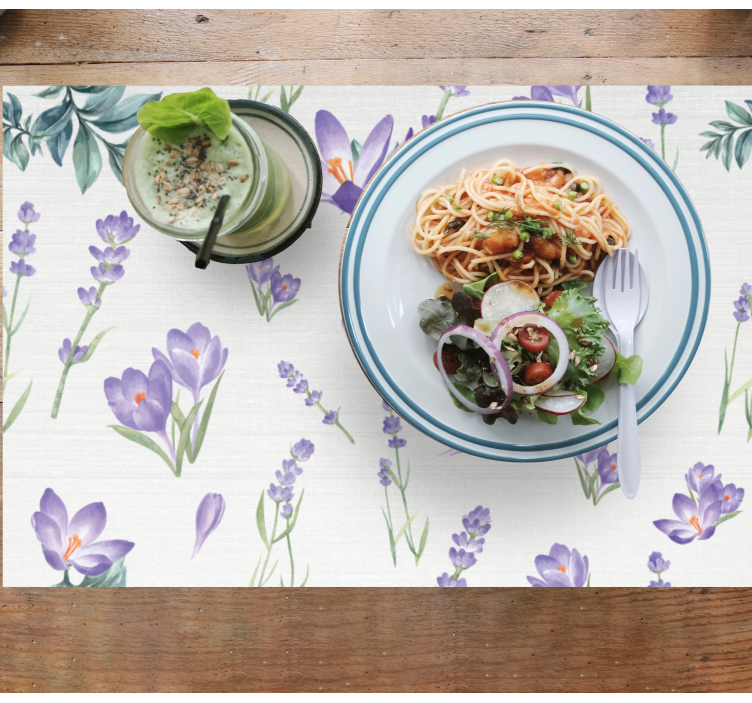 Purple flowers with water original placemats - TenStickers