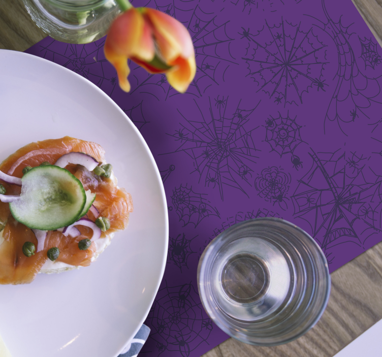 Purple with spider and web  Halloween placemats - TenStickers