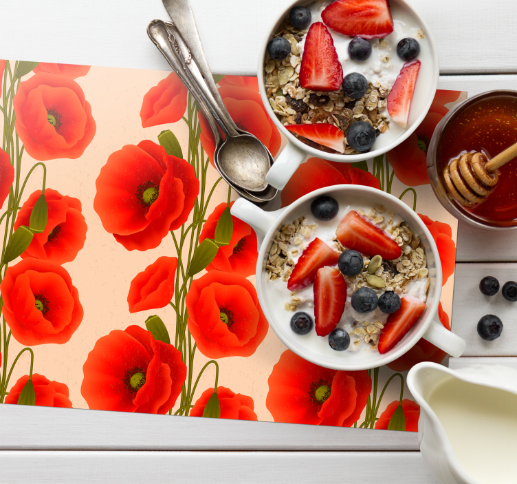 Red poppy flowers pattern Placemat - TenStickers