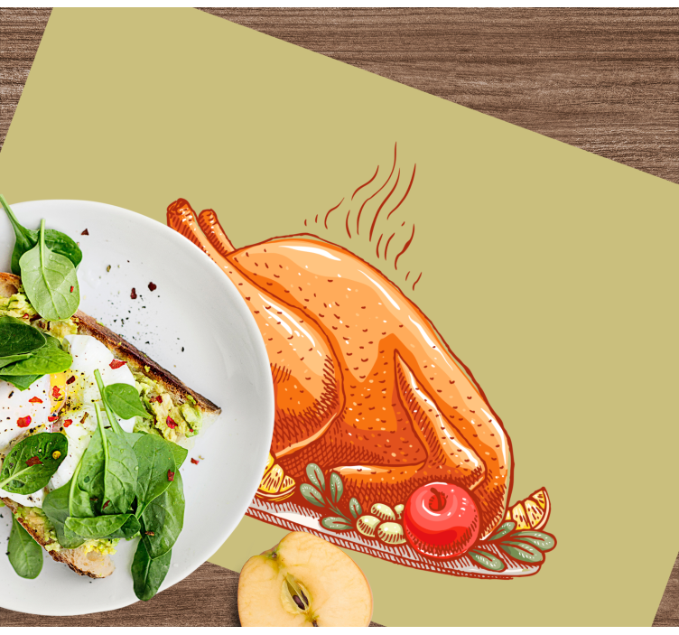 Roast Turkey on a platter Christmas placemats - TenStickers