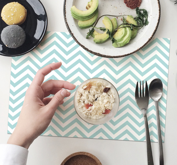 Turquoise zig zag pattern original placemats - TenStickers