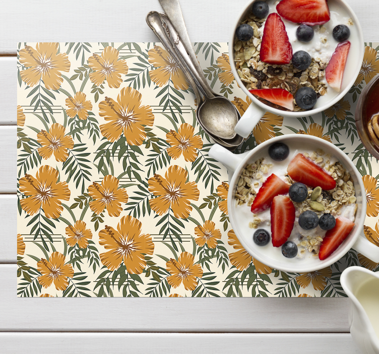 Yellow tropical flowers textured placemats - TenStickers