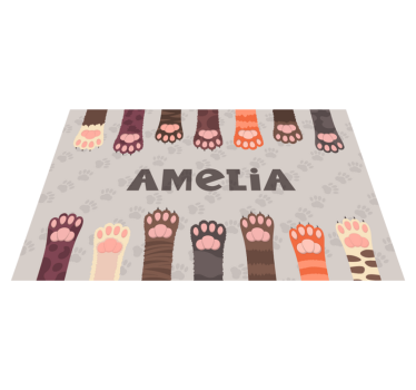 Fluffy multicolored cats paws Personalised table mats - TenStickers