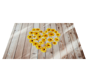 Heart daisie on wood texture elegant table placemats - TenStickers