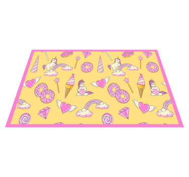 Children placemat whimsical unicorn fun - TenStickers