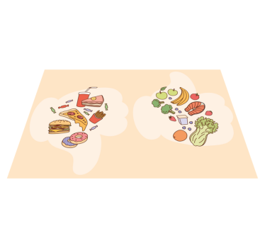 Healthy and junk food kids table mat - TenStickers