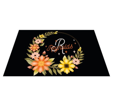 Black welcome mat with family name Personalised table mats - TenStickers