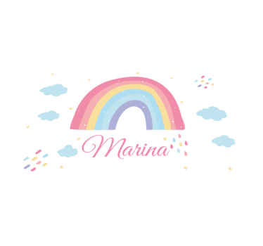 Children placemat rainbow personalized with name - TenStickers